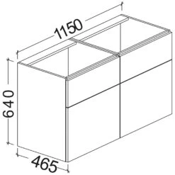 Kronenbach Plana 2.0 Waschtischunterschrank Für Geberit ICon 120 Cm Mit 4 Auszügen -Kronenbach hersteller kronenbach badmoebel plana 2 waschtischunterschraenke 2385040