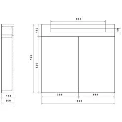 Kronenbach Plana Spiegelschrank 80 X 14 X 75,5 Cm, Mit 2 Türen Und Satiniertem Lichtausschnitt Oben -Kronenbach hersteller kronenbach badmoebel plana spiegelschraenke integierter 1205730