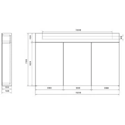 Kronenbach Plana Spiegelschrank 120 X 14 X 75,5 Cm, Mit 3 Türen Und Satiniertem Lichtausschnitt Oben -Kronenbach hersteller kronenbach badmoebel plana spiegelschraenke integierter 1205732