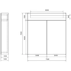 Kronenbach Plana Spiegelschrank 70 X 14 X 75,5 Cm, Mit 2 Türen Und Satiniertem Lichtausschnitt Oben -Kronenbach hersteller kronenbach badmoebel plana spiegelschraenke integierter 1206144