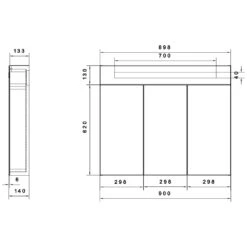 Kronenbach Plana Spiegelschrank 90 X 14 X 75,5 Cm, Mit 3 Türen Und Satiniertem Lichtausschnitt Oben -Kronenbach hersteller kronenbach badmoebel plana spiegelschraenke integierter 1206145