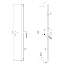 Kronenbach SUPRA Wandstangenset Q Eckig In Schwerer Messing Ausführung -Kronenbach hersteller kronenbach brauseprogramm brausesets supra wandstangenset 1390350
