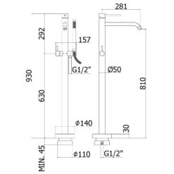 Kronenbach Lima 2.0 Steel Freistehende Wannenarmatur