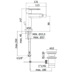 Kronenbach Plana 2.0 Bidet-Einhebelmischer -Kronenbach hersteller kronenbach plana 2 bidet einhebelmischer 1050553