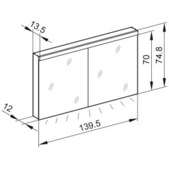 Kronenbach Moon 2.0, 4000K LED-Spiegelschrank 139,5 Cm Mit 2 Türen Und Steckdose Unten -Kronenbach hersteller kronenbach spiegelschraenke moon 2 3997123