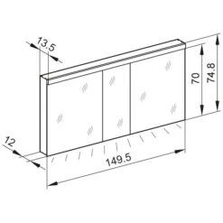 Kronenbach Moon 2.0, 3000K LED-Spiegelschrank 149,5 Cm Mit 3 Türen Und Steckdose Unten -Kronenbach hersteller kronenbach spiegelschraenke moon 2 3997355
