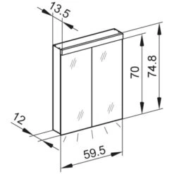 Kronenbach Moon 2.0, 3000K LED-Spiegelschrank 59,5 Cm Mit 2 Türen Und Steckdose Rechts Unten -Kronenbach hersteller kronenbach spiegelschraenke moon 2 spiegelschrank 3995403