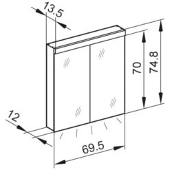 Kronenbach Moon 2.0, 4000K LED-Spiegelschrank 69,5 Cm Mit 2 Türen Und Steckdosen Links Und Rechts Unten -Kronenbach hersteller kronenbach spiegelschraenke moon 2 spiegelschrank 3995411