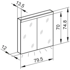 Kronenbach Moon 2.0, 4000K LED-Spiegelschrank 79,5 Cm Mit 2 Türen Und Steckdosen Links Und Rechts Unten -Kronenbach hersteller kronenbach spiegelschraenke moon 2 spiegelschrank 3995459