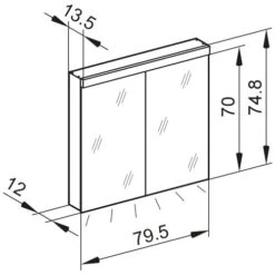 Kronenbach Moon 2.0, 3000K LED-Spiegelschrank 79,5 Cm Mit 2 Türen Und Steckdosen Links Und Rechts Unten -Kronenbach hersteller kronenbach spiegelschraenke moon 2 spiegelschrank 3995507