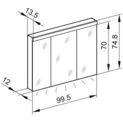 Kronenbach Moon 2.0, 4000K LED-Spiegelschrank 99,5 Cm Mit 3 Türen Und Steckdose Unten -Kronenbach hersteller kronenbach spiegelschraenke moon 2 spiegelschrank 3995843