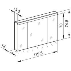 Kronenbach Moon 2.0, 4000K LED-Spiegelschrank 119,5 Cm Mit 3 Türen Und Steckdose Unten -Kronenbach hersteller kronenbach spiegelschraenke moon 2 spiegelschrank 3996891
