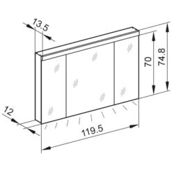 Kronenbach Moon 2.0, 3000K LED-Spiegelschrank 119,5 Cm Mit 3 Türen Und Steckdose Unten -Kronenbach hersteller kronenbach spiegelschraenke moon 2 spiegelschrank 3997023
