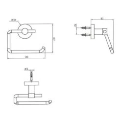 Kronenbach Lima 2.0 Black Papierhalter Ohne Deckel, Rechts