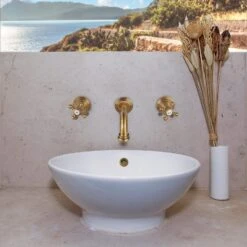 Kronenbach IOTA 2.0 Dreiloch-Waschtisch-Wandarmatur 24,5 Cm -Kronenbach kronenbach badarmaturen iota waschtisch dreiloch wandarmatur 5408978