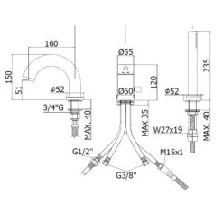 Kronenbach Lima 2.0 Black 3-Loch Wannenrandarmatur