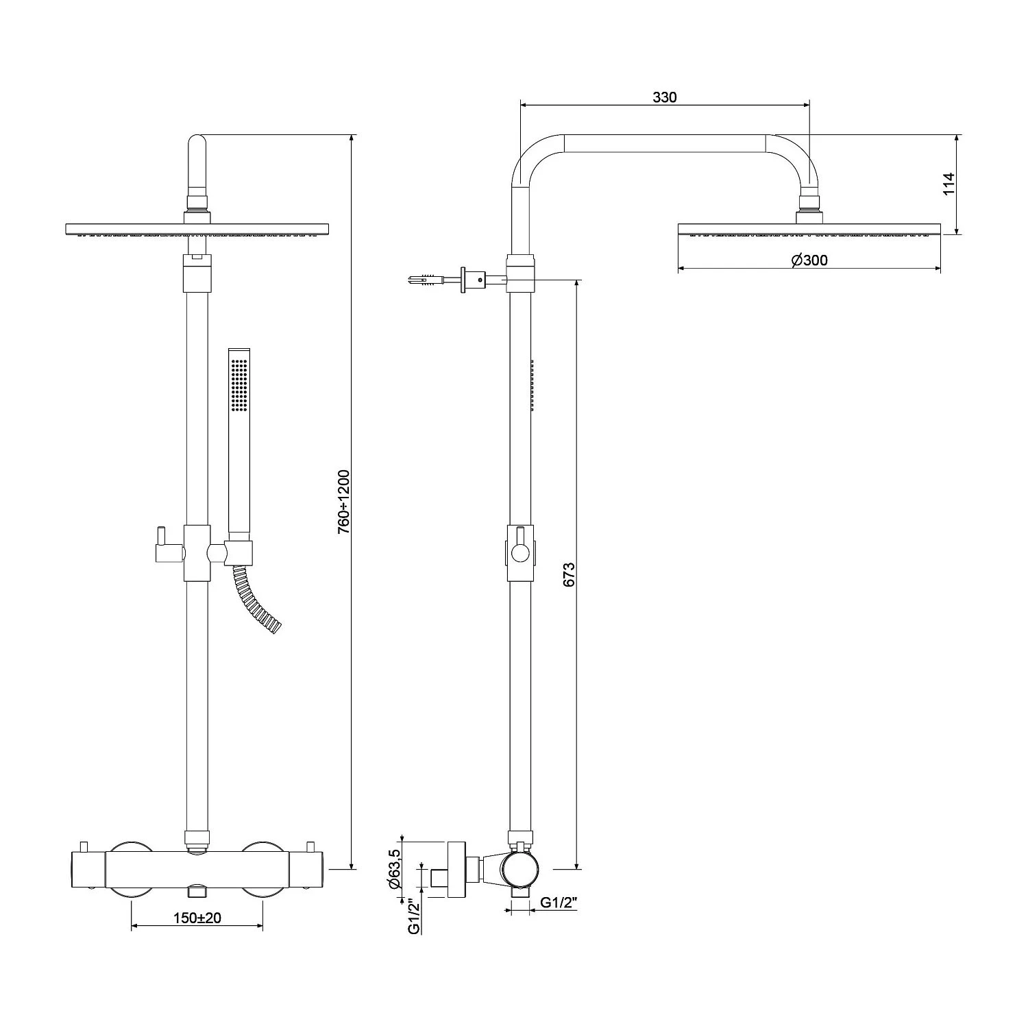 Kronenbach Lima 2.0 Black Duschsystem mit Thermostat, Brause Ø 30 cm Kronenbach Lima 2.0 Black Duschsystem Mit Thermostat, Brause Ø 30 Cm -Kronenbach kronenbach badarmaturen lima 2 dusche black 10054640