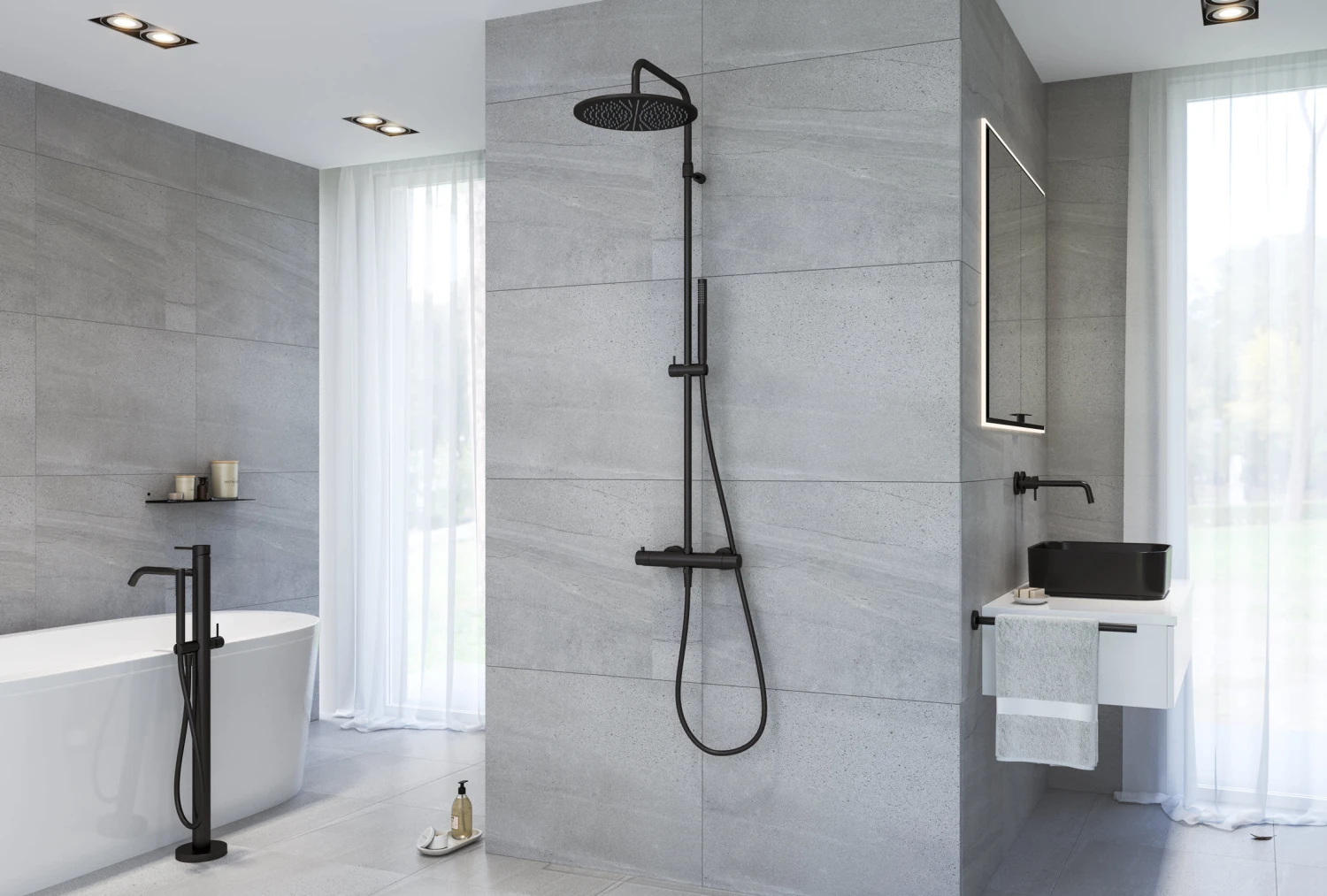 Kronenbach Lima 2.0 Black Duschsystem mit Thermostat, Brause Ø 30 cm Kronenbach Lima 2.0 Black Duschsystem Mit Thermostat, Brause Ø 30 Cm -Kronenbach kronenbach badarmaturen lima 2 dusche black 12193229