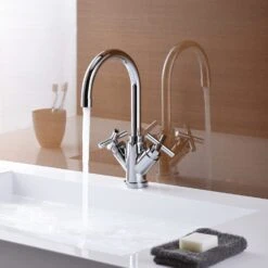 Kronenbach Zeta 2.0 Zweigriff-Waschtischmischer Mit Ablaufgarnitur -Kronenbach kronenbach badarmaturen zeta 2 waschtisch zweigriff 6119878