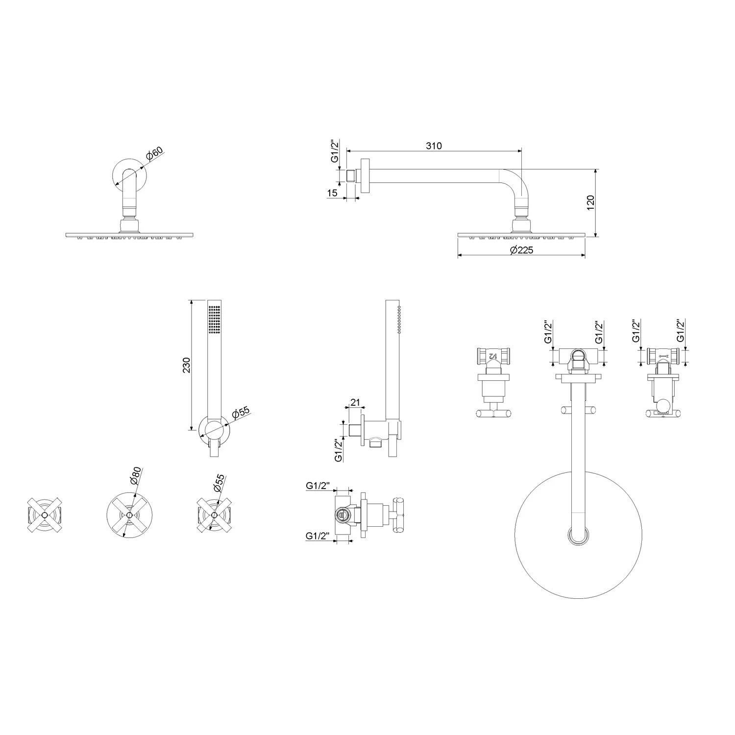 Kronenbach Zeta 2.0 Brausekomplett-Set mit Kopfbrause und Brausegarnitur Kronenbach Zeta 2.0 Brausekomplett-Set Mit Kopfbrause Und Brausegarnitur -Kronenbach kronenbach badarmaturen zeta waschtisch brauseset mit 4687472