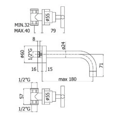 Kronenbach Zeta 2.0 Dreiloch-UP-Waschtischmischer Ausladung 18 Cm -Kronenbach kronenbach badarmaturen zeta waschtisch dreiloch up 4701575