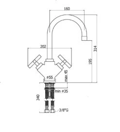 Kronenbach Zeta 2.0 Zweigriff-Waschtischmischer Ohne Ablaufgarnitur -Kronenbach kronenbach badarmaturen zeta waschtisch zweigriff waschtischmischer 4700432