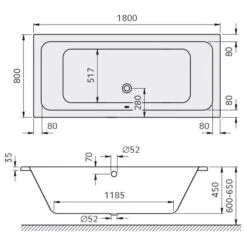 Kronenbach Cube Duo-Badewanne 180 X 80 Cm -Kronenbach kronenbach badewannen cube duo 180 x 4038941