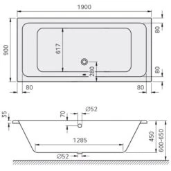 Kronenbach Cube Duo-Badewanne 190 X 90 Cm -Kronenbach kronenbach badewannen cube duo 190 x 4038943
