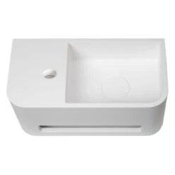 Kronenbach Stone Handwaschbecken 38 X 19 Cm Mit Handtuchhalterung, Becken Rechts Mit Hahnlochbohrung