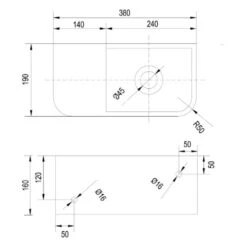 Kronenbach Stone Handwaschbecken 38 X 19 Cm Mit Handtuchhalterung, Becken Rechts Ohne Hahnlochbohrung
