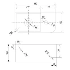 Kronenbach Stone Handwaschbecken 38 X 19 Cm Mit Handtuchhalterung, Becken Links Mit Hahnlochbohrung