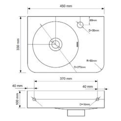Kronenbach Stone Handwaschbecken 45 X 33 Cm, Becken Links Mit Hahnlochbohrung