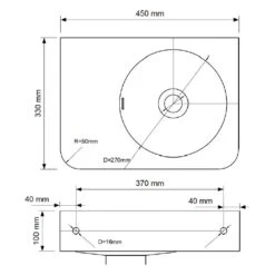 Kronenbach Stone Handwaschbecken 45 X 33 Cm, Becken Rechts Ohne Hahnlochbohrung