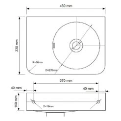 Kronenbach Stone Handwaschbecken 45 X 33 Cm Mit Handtuchhalterung, Becken Rechts Ohne Hahnlochbohrung