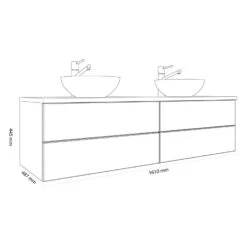Kronenbach Cube Waschtischkonsole 161 Cm Für 2 Waschtische Mit 4 Auszügen Und TIP-ON -Kronenbach kronenbach badmoebel cube waschtischkonsolen 160 cm 6386596