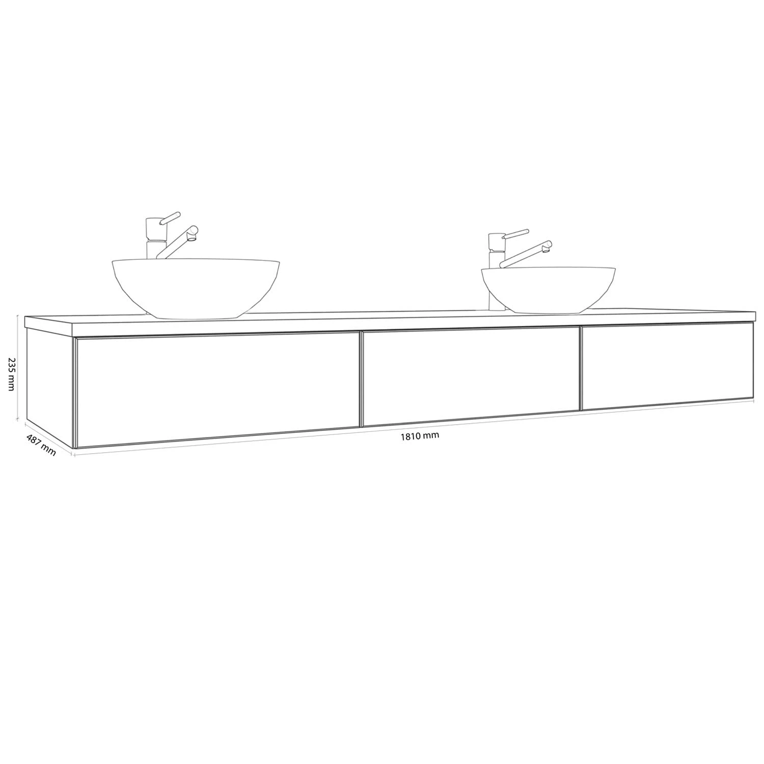Kronenbach Cube Waschtischkonsole 181 cm für 2 Waschtische mit 3 Auszügen und TIP-ON Kronenbach Cube Waschtischkonsole 181 Cm Für 2 Waschtische Mit 3 Auszügen Und TIP-ON -Kronenbach kronenbach badmoebel cube waschtischkonsolen 180 cm 6463406