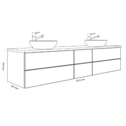 Kronenbach Cube Waschtischkonsole 201 Cm Für 2 Waschtische Mit 6 Auszügen Und TIP-ON -Kronenbach kronenbach badmoebel cube waschtischkonsolen 200 cm 8176018