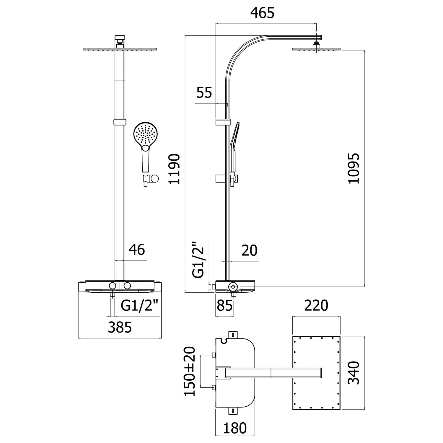 Kronenbach Duschsystem Aufputz mit Smart Push Thermostat und Glasablage Kronenbach Duschsystem Aufputz Mit Smart Push Thermostat Und Glasablage -Kronenbach kronenbach duschsysteme mit smartpush thermostat und 6128044
