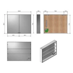 Kronenbach Cube Spiegelschrank 100 X 80 Cm Mit Umlaufender LED-Beleuchtung, Aufputz -Kronenbach kronenbach spiegelschraenke cube spiegelschrank 100 x 6359647