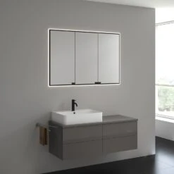 Kronenbach Cube Spiegelschrank 121,9 X 81,9 Cm Mit Umlaufender LED-Beleuchtung, Unterputz