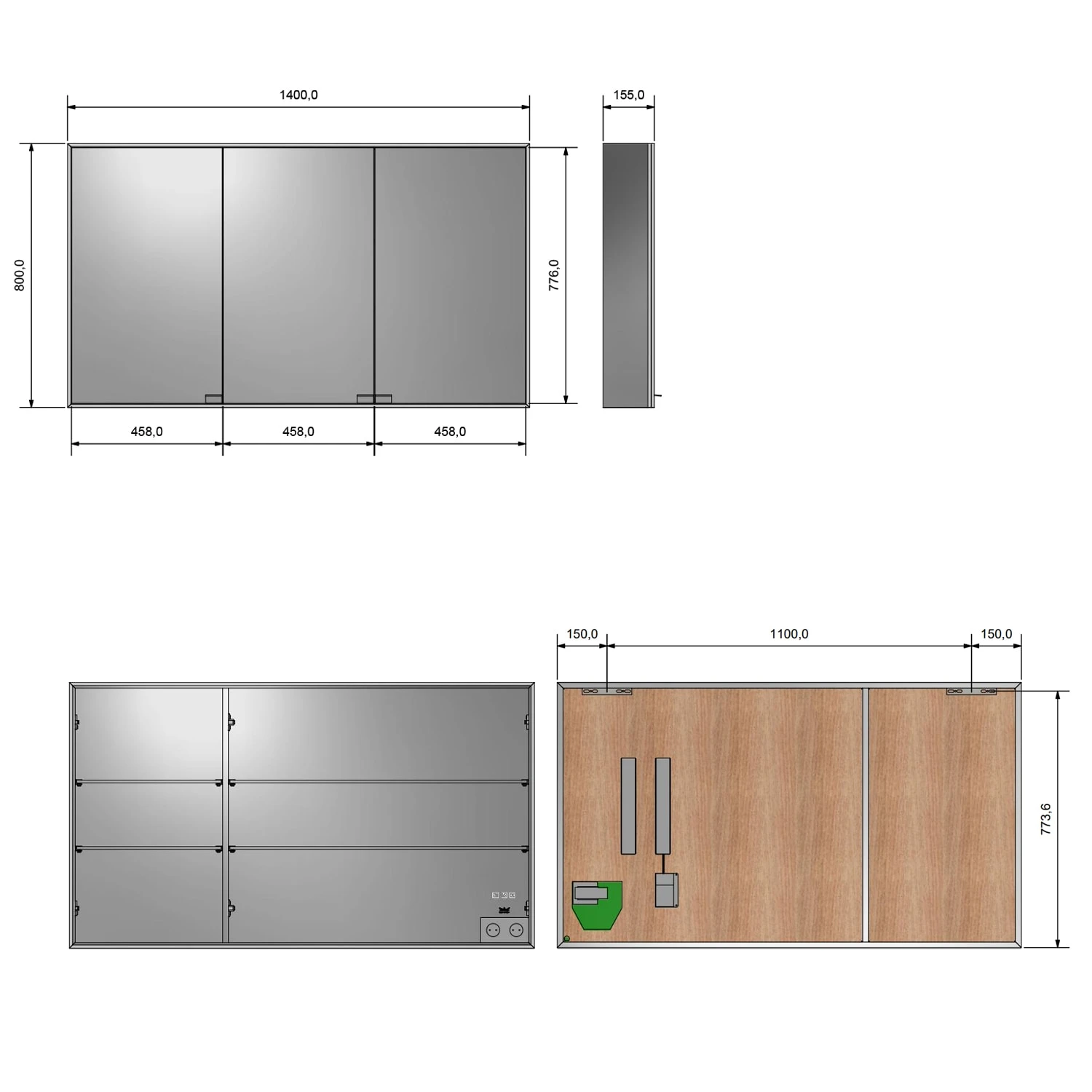 Kronenbach Cube Spiegelschrank 140 x 80 cm mit umlaufender LED-Beleuchtung, Aufputz Kronenbach Cube Spiegelschrank 140 X 80 Cm Mit Umlaufender LED-Beleuchtung, Aufputz -Kronenbach kronenbach spiegelschraenke cube spiegelschrank 140 x 5453870