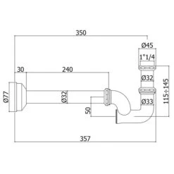 Kronenbach Röhrensiphon 5/4" Mit Reinigungsöffnungen