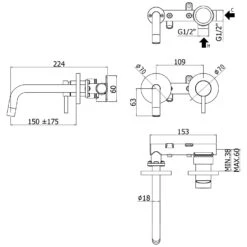 Kronenbach Lima 2.0 Black Waschtisch-Wandarmatur 17,5 Cm Inkl. Grundkörper -Kronenbach marken kronenbach badarmaturen lima 2 0 waschtisch kronenbach lima 2 0 black waschtisch wandarmatur 17 5 cm kopie 6439066